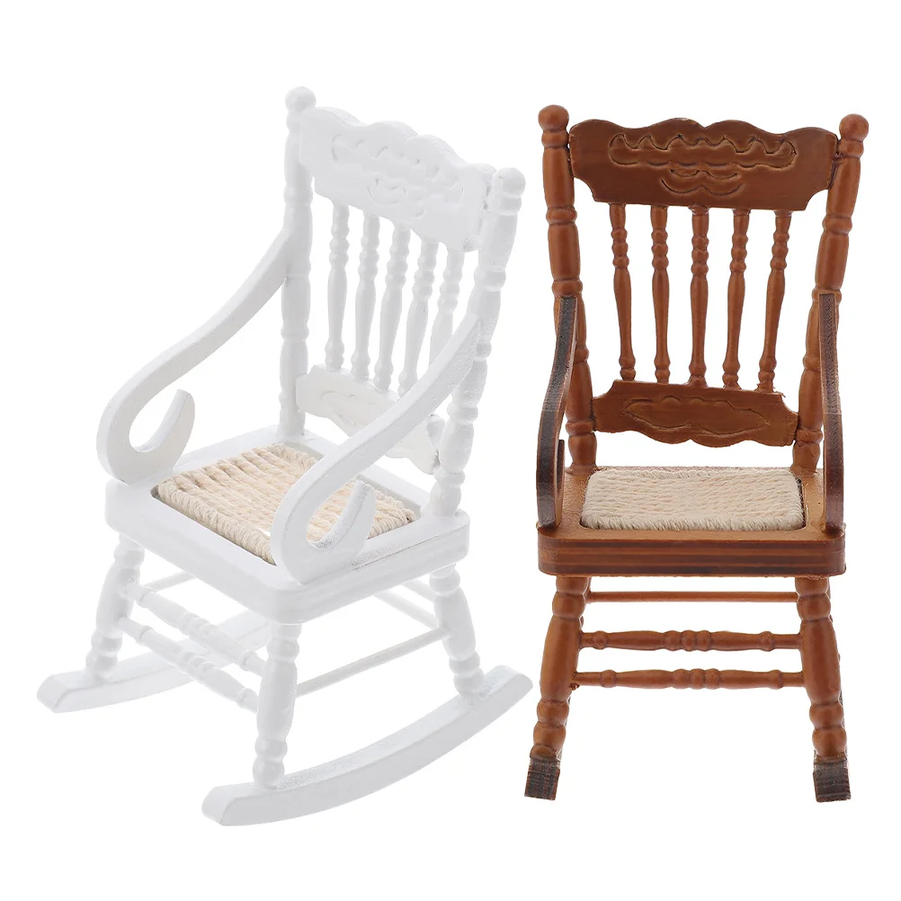 2 قطعة زينة عيد الميلاد أثاث صغير لكرسي هزاز مصغر لبيت الدمى