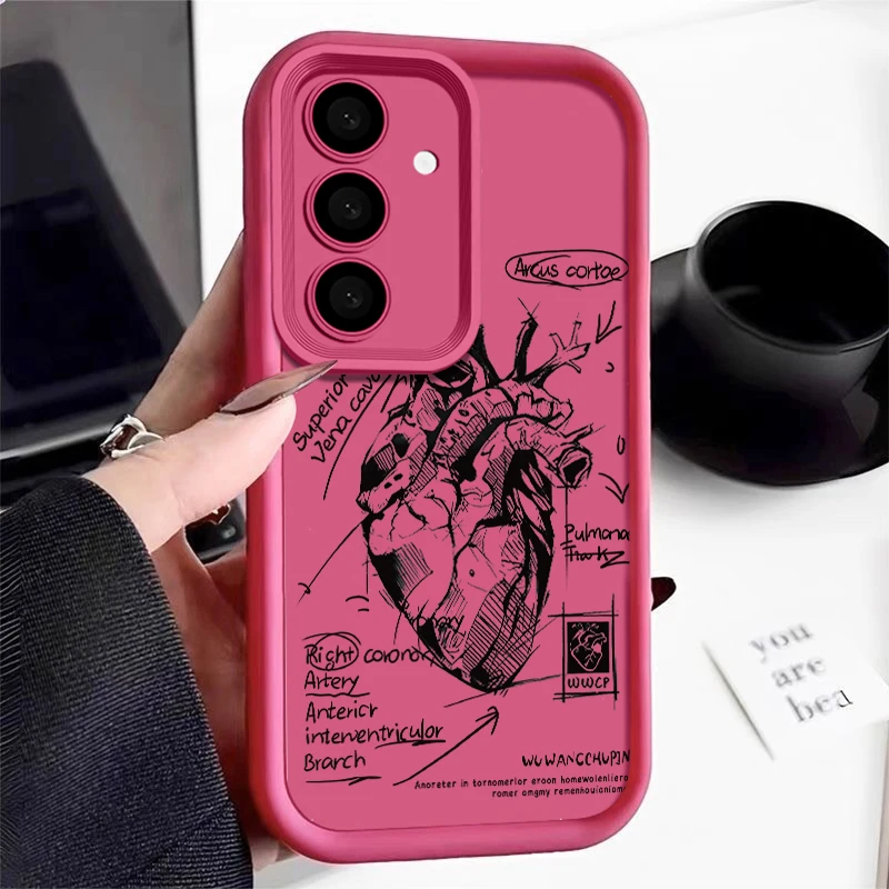 Samsung Phone Case Suitable S24 S23 S22 Ultra Plus S21 A55 A54 A53 A52 A35 A25 A15 A14 5G Heart example diagram Silicone Cover - náhled 3