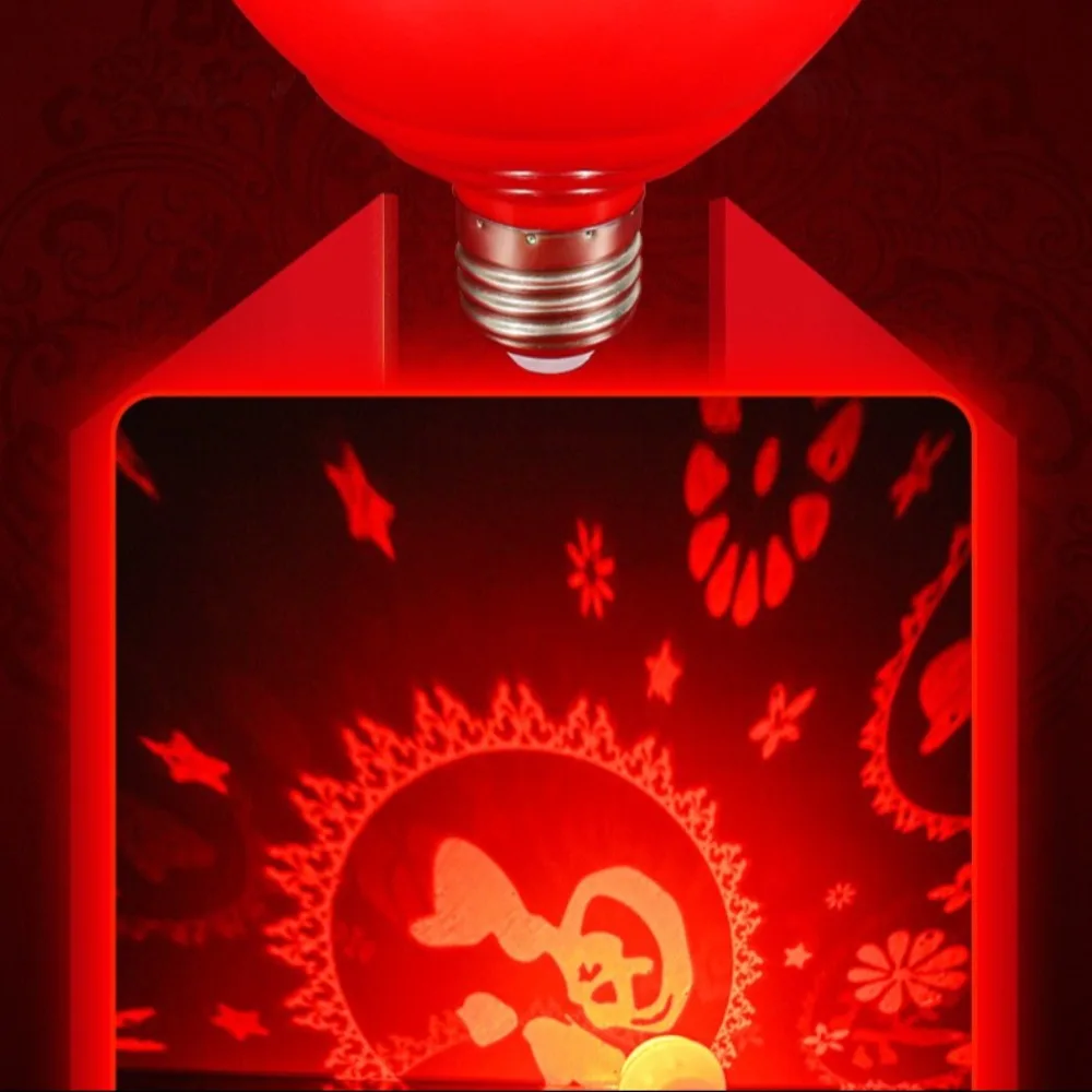 

Red Color Changing New Year Lantern Rotating LED Atmosphere Lamp Automatic Colorful Chinese Fuzi Light Bulb Spring Festival