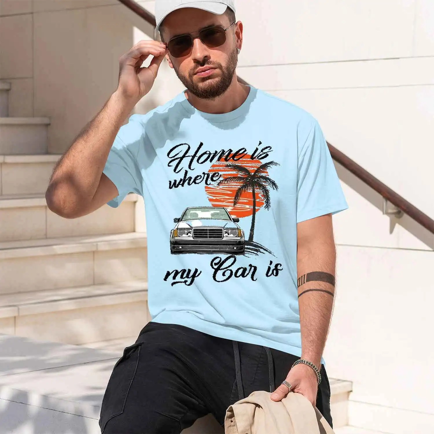 New Summer Fashion Men Short Sve W124 & Quot; y Style T-Shirt Sport Casual White Tops Vintage Car Hip HopTees 2026 New Model Men view 4