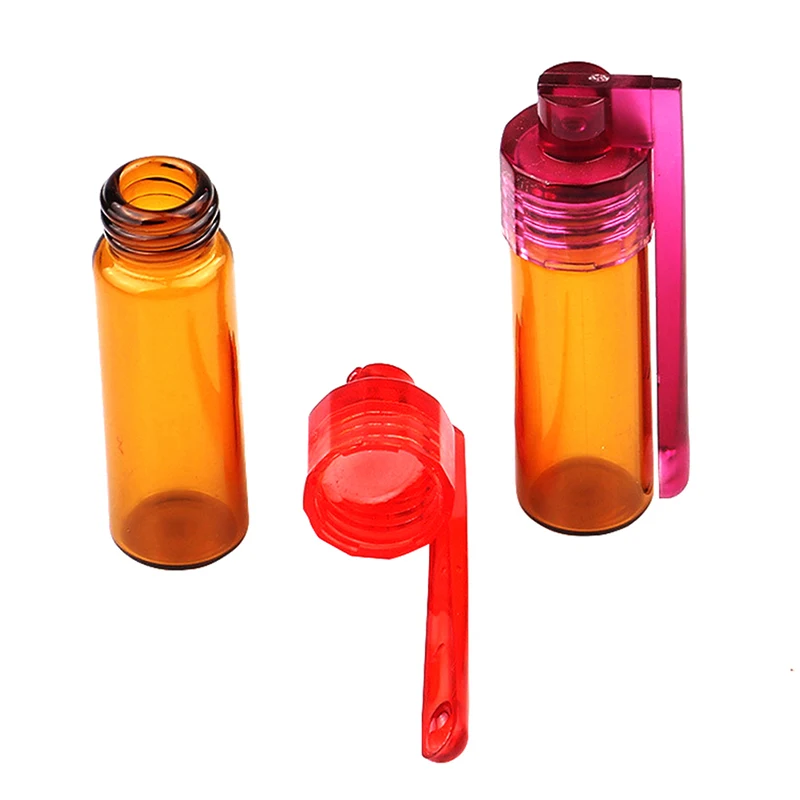 Portable Pill Storage Glass Round Bottle Sealed Waterproof Pill Case Random Color