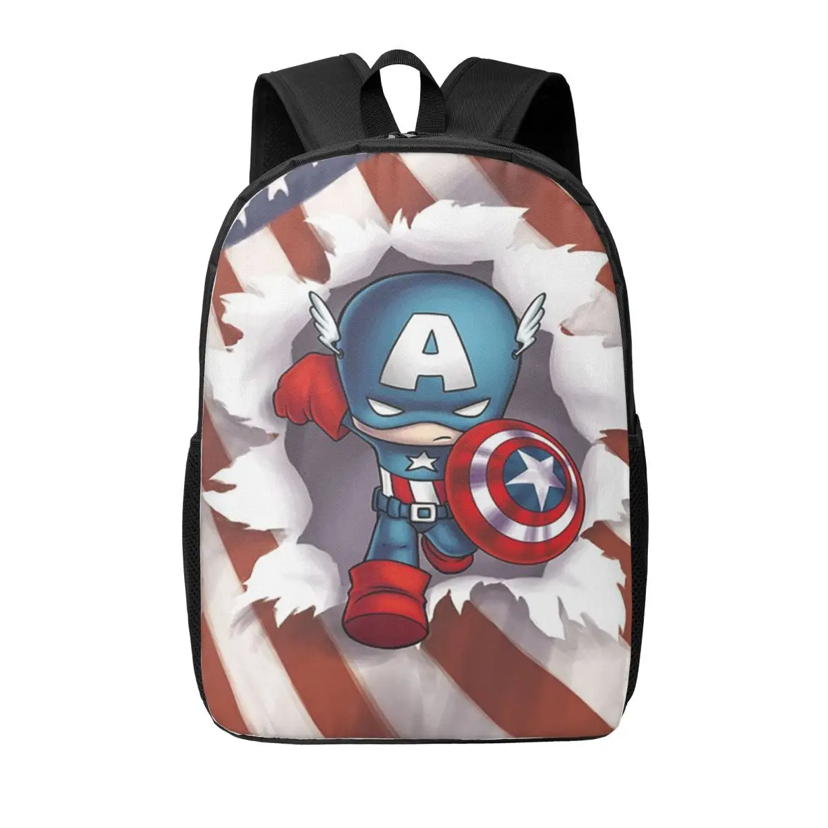 

Custom Cute Captain America Shield Backpack for Men Women Water Resistant School College Bag Print Bookbag