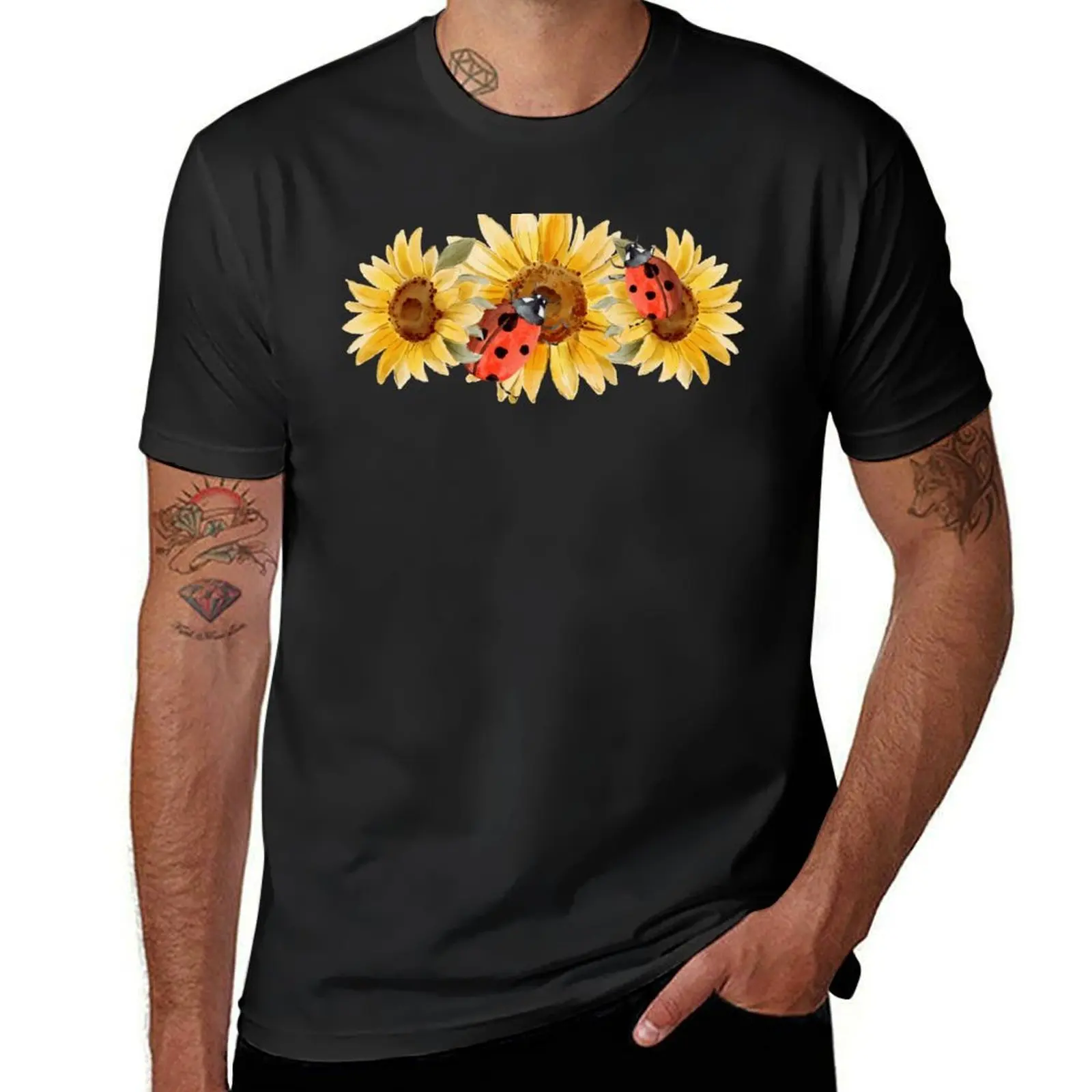 

Sunflower Ladybugs T-Shirt quick-drying for a boy heavyweights plus size tops oversized t shirts for men