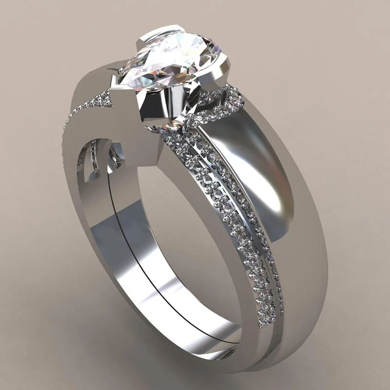 S925 sterling silver ring, new mozzarella diamond combination zircon set ring, creative engagement ring