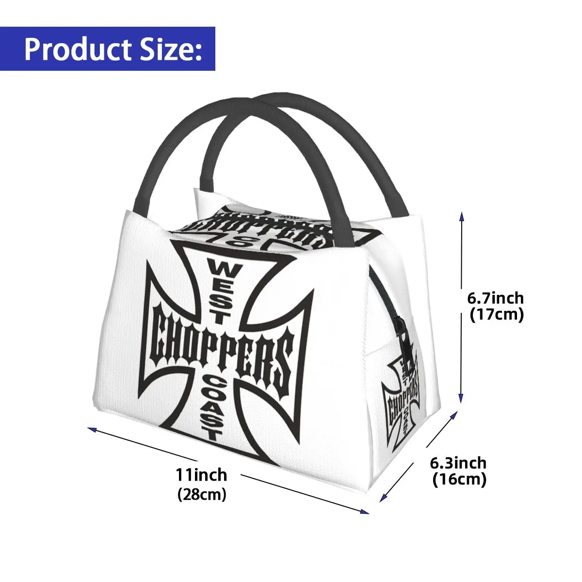The West CHoPPerS CoaSt Motorcycles Factory Merch Insulated Lunch Bag for School Storage Food Boxes Portable Thermal Lunch Box