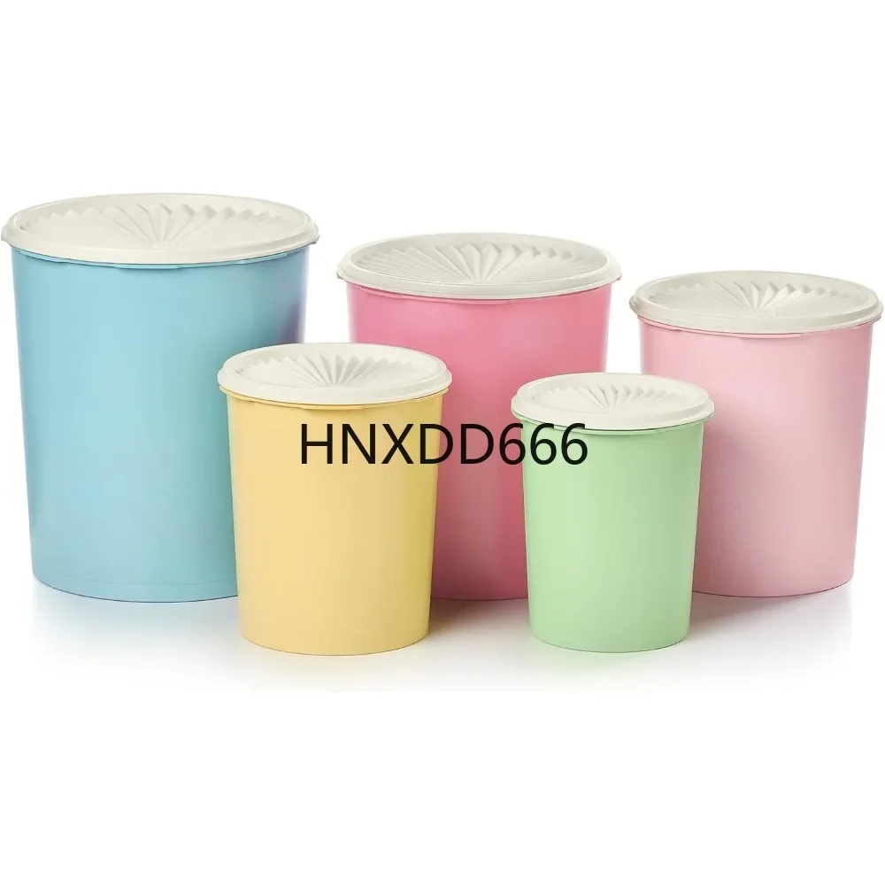 10 Piece Nested Canister Set in Vintage Colors, Dishwasher Safe and (5 Containers, 5 Lids), Food Storage Container