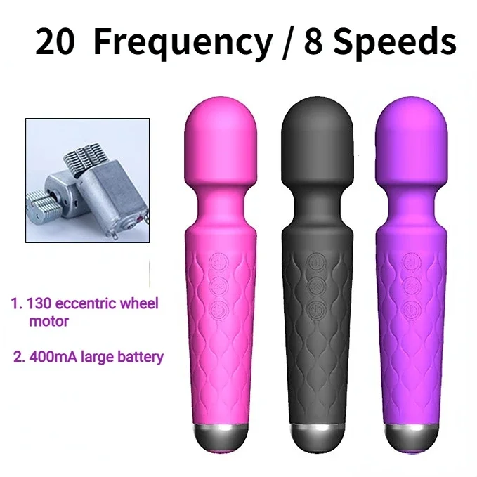 20 Frequency AV Vibrating Stick Upgrade AV Magic Wand Vibrator for Women Clitoris Stimulator Big Powerful Stick G Spot Massager