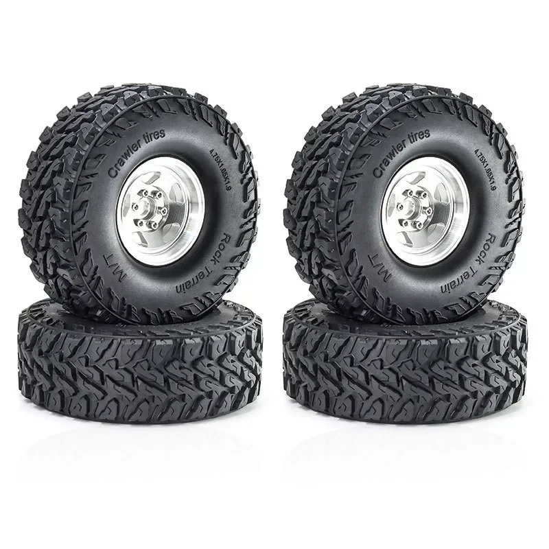 

4pcs 120mm 1.9" Metal Beadlock Wheel Rim Rubber Tire Set for 1/10 RC Crawler Car TRX4 90046 SCX10 Axial