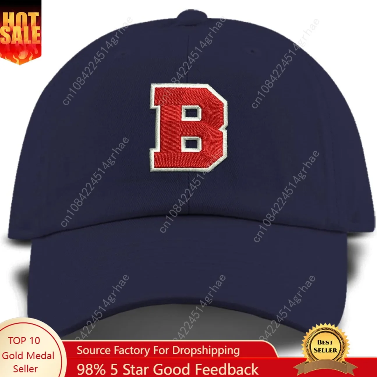 

Monogram Letter or Number Baseball Cap - Toddler, Youth Kids, and Adult Adjustable Hat - Navy Hat with White and Red Thread