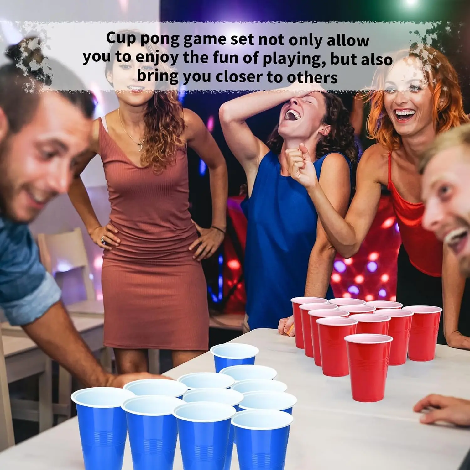 60 Stuks 16 Oz Plastic Party Cups Met 6 Stuks PingpongballenBeerpongspelset Voor Afstudeerfeest Of Bar Game Company Party