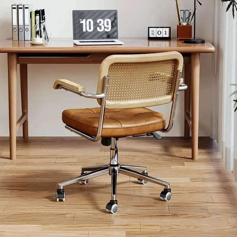 Ergonomic Rattan Computer Chair Lift Backrest Home Swivel Chair Study Office Office Desk Chair Conference Room Meeting Chairs
