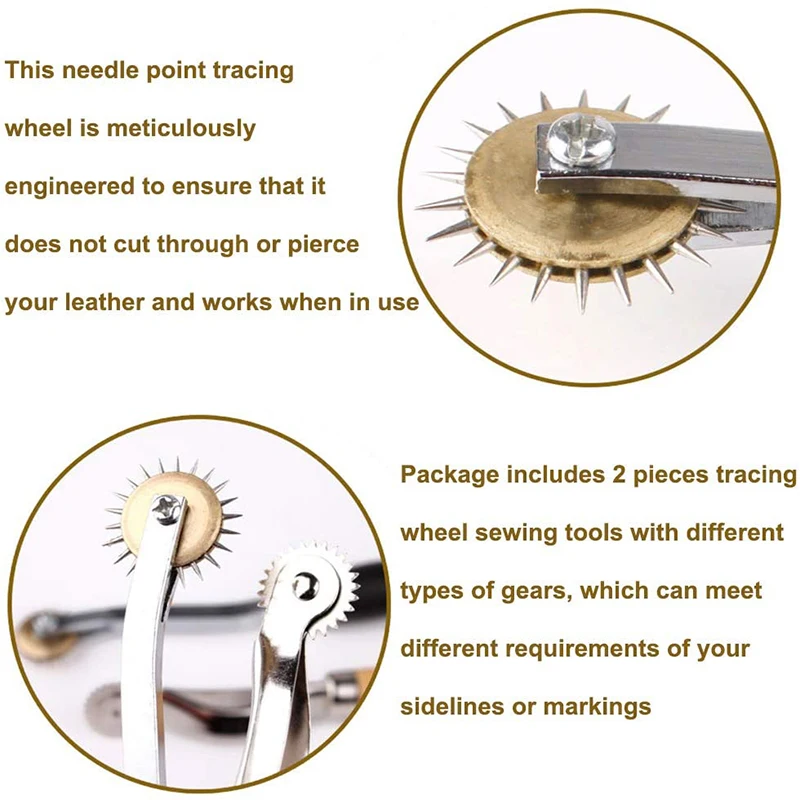 Leather Sewing Stitch Roulette Marker Tracing Wheel Sewing Tool Sets Practical Wood Handle Wheel Tool for Leathercraft