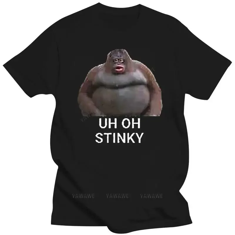 New arrived tshirt men's black tops Uh Oh Stinky Poop Dank Memes Le Monke T Shirt humor t shirt vintage style short sleeve