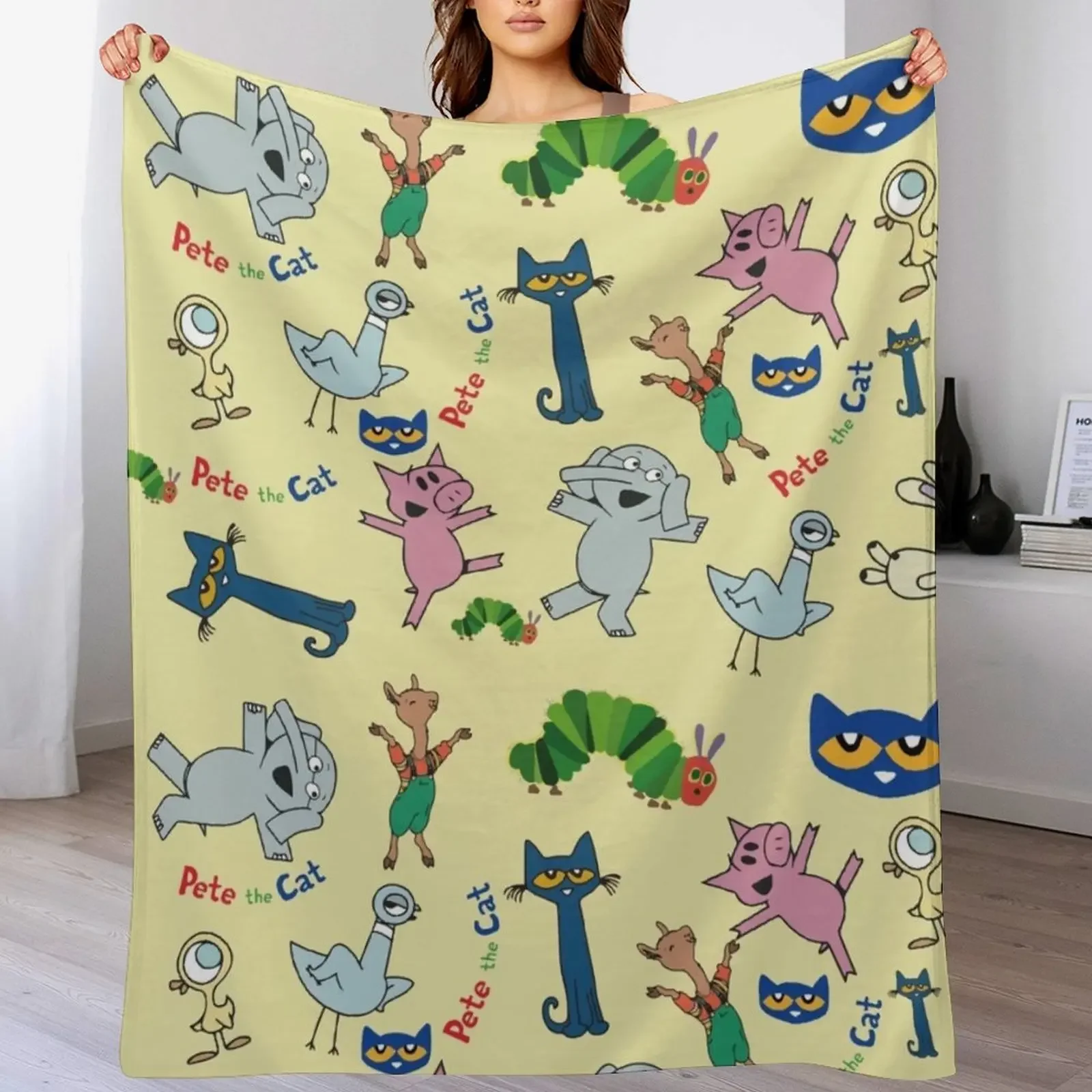 

Storybook characterts pattern Throw Blanket Color Fast Cozy Throw Blanket