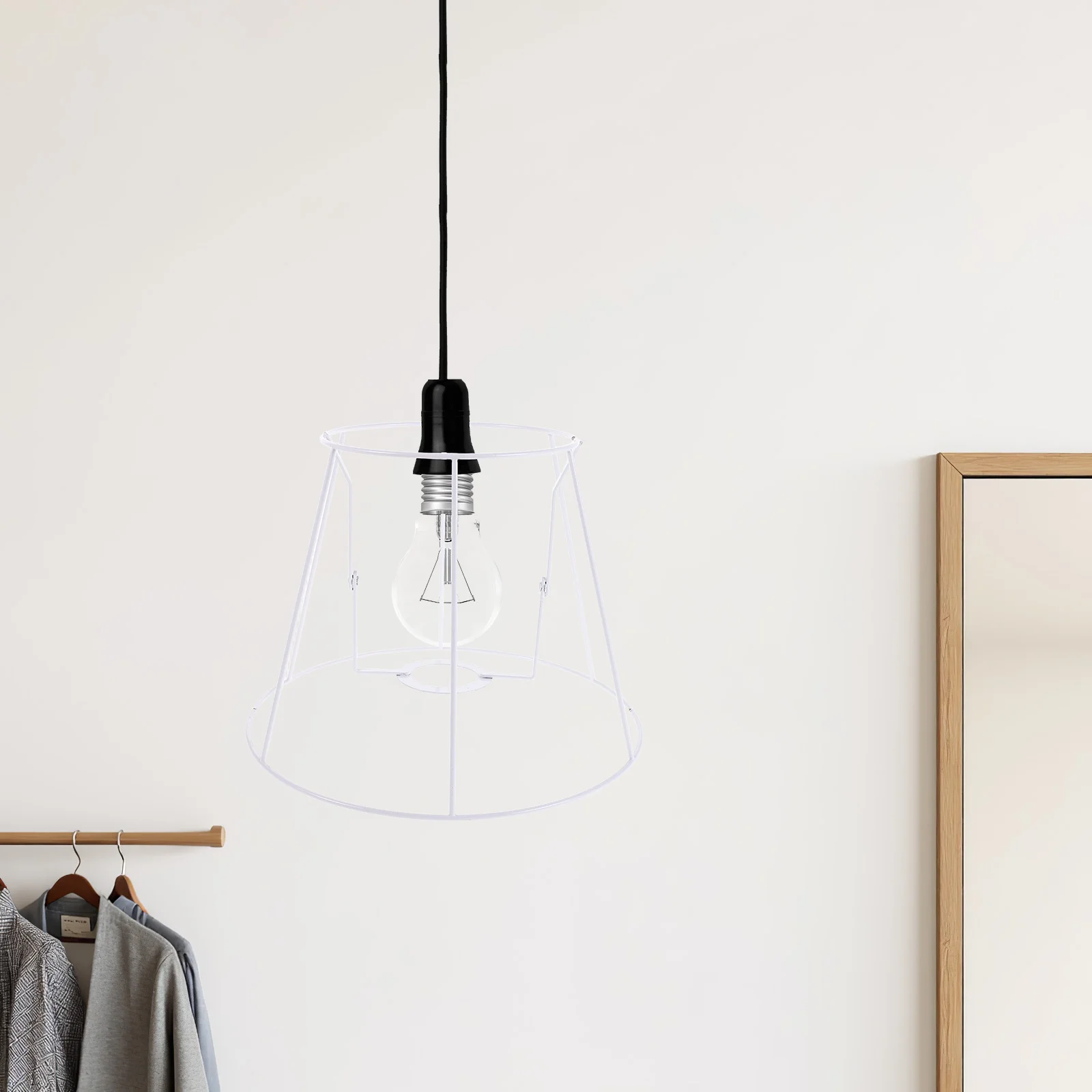 

Iron Wire Lampshade Frame White Drum Cage Adapter For Diy Pendant Fixture Replacement Industrial Support