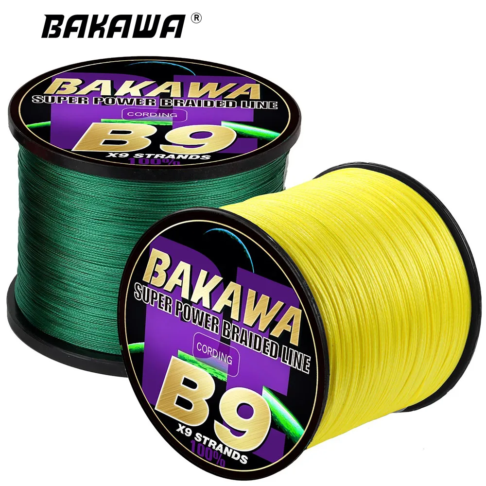 BAKAWA 9 Strands 300M 500M 1000M Multifilament PE Braided Fishing Line 22-100LB Super Strong Smooth Durable Carp Seawater Pesca