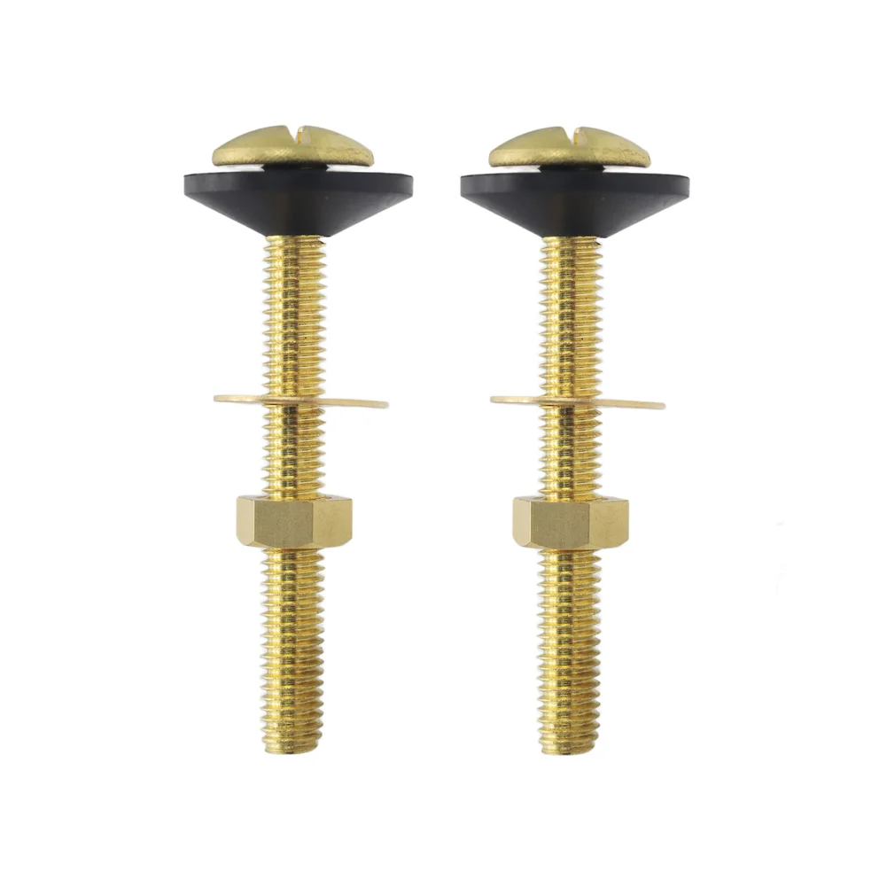 Brass Tank Bolt Assembly with Integrated Rubber Washers for Stable Mounting of Toilet For Cisterns on Porcelain Bowls