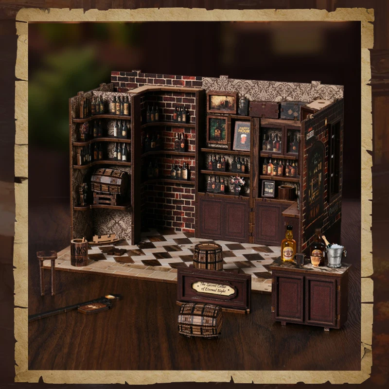 Nuevo Mini taberna esquinera modelo Casa de muñecas de madera con Kit de muebles Diy juguetes de ensamblaje para niños adultos regalo de cumpleaños Casa