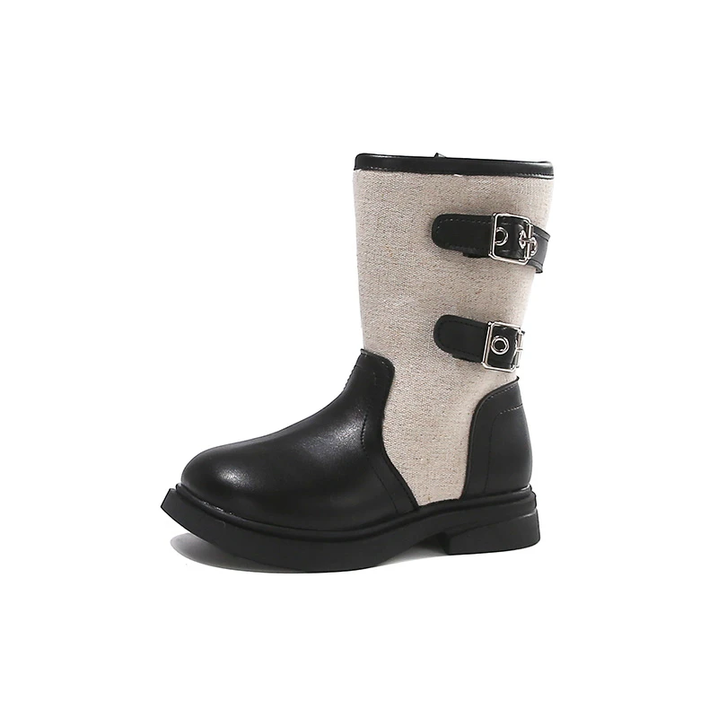 Autumn Girls Fashion Knee-high Boots Children Double Buckles Design Princess Boots