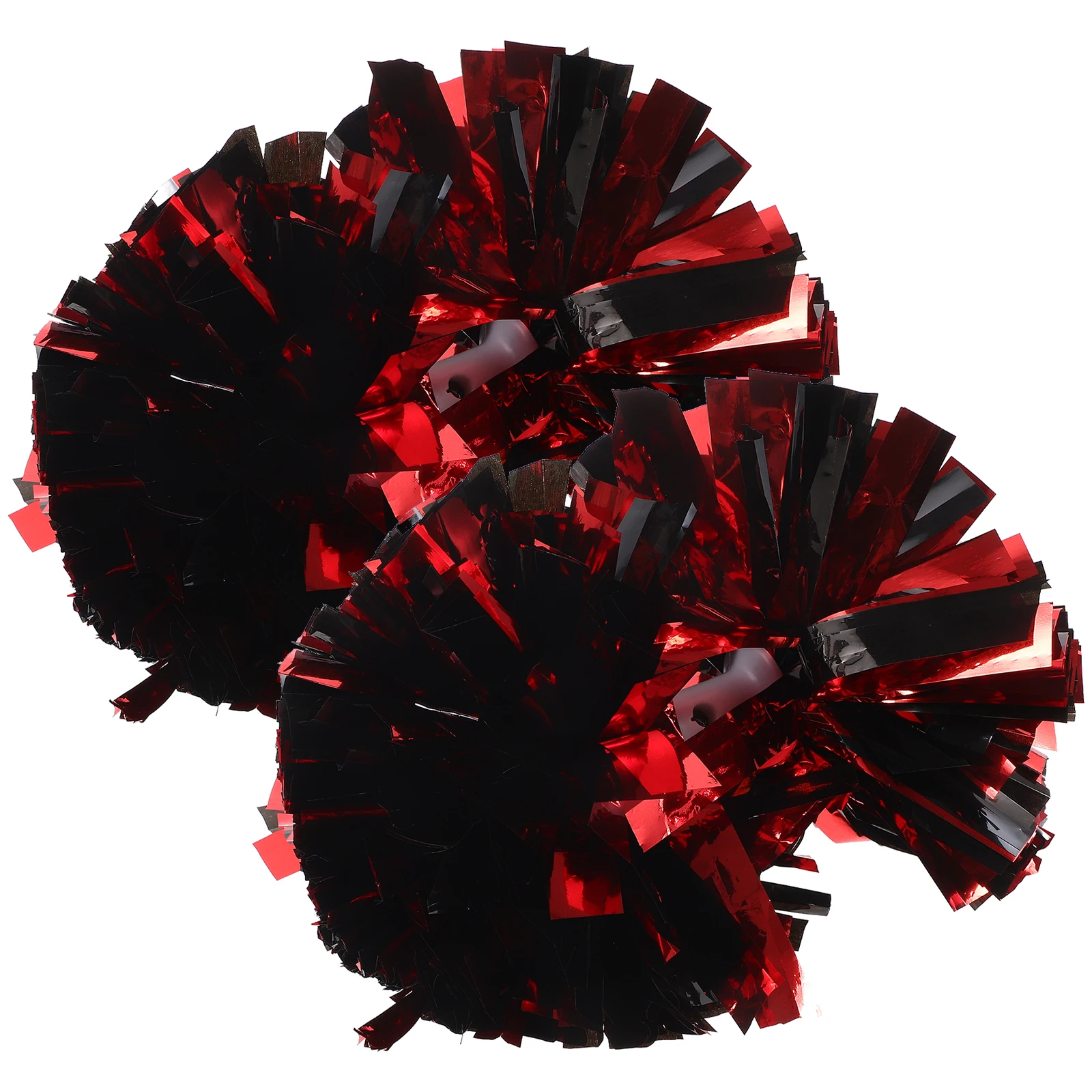 

2pcs 4 Inch Black Red Cheerleading Pom Poms PET Durable Shiny Outdoor Sports Dance Gymnastics Props Team Memorabilia