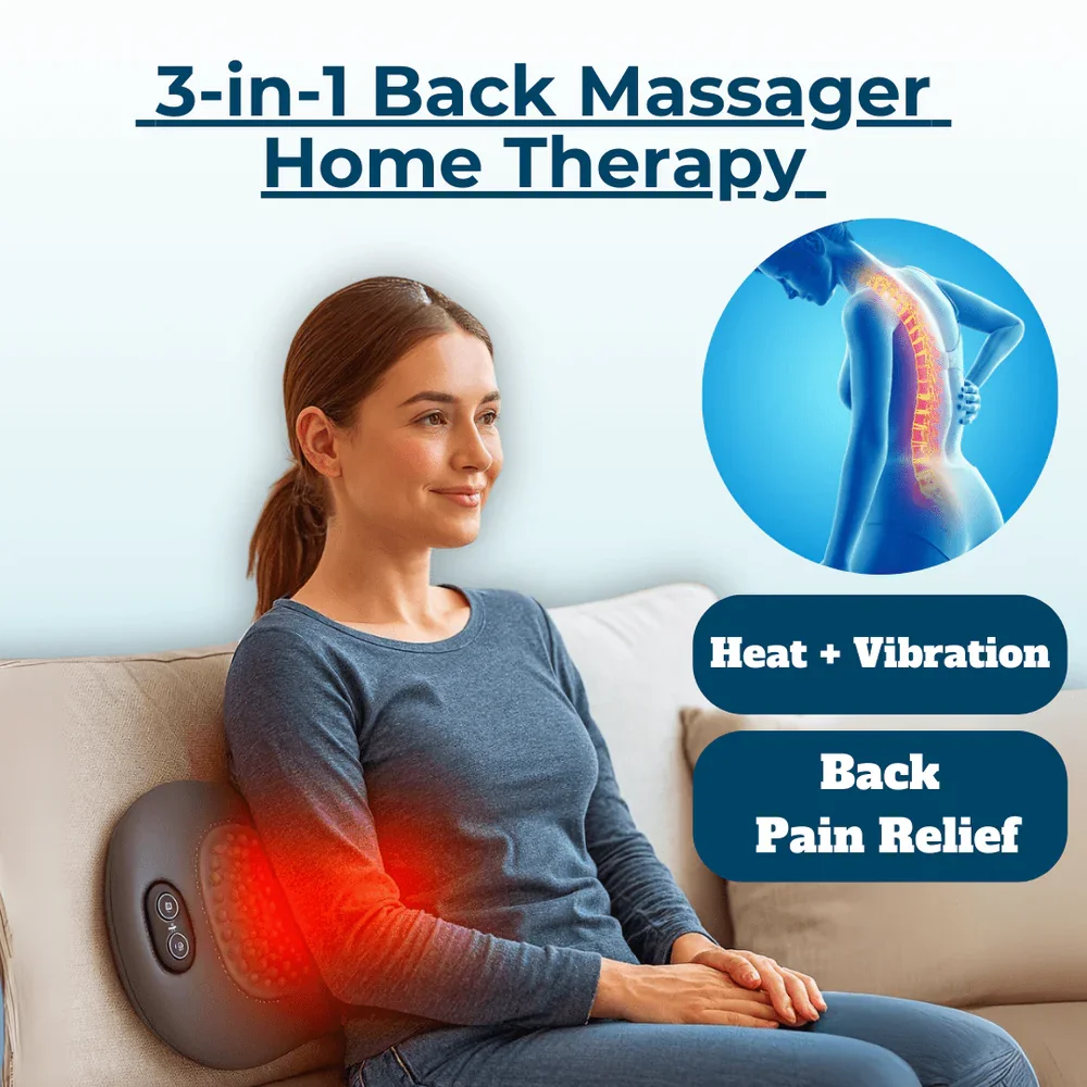 

wasai 3-in-1 Massager with Relief Bed Sleeping Shiatsu Deep Tissue Portable Shoulder Lower Back Pain Relief Waist Massager