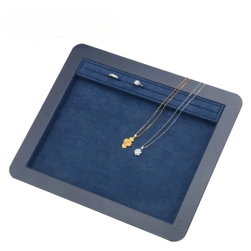 Leather Jewelry Display Tray Counter Jewelry Viewing Tray Desktop Ring Earrings Storage Trays Women Necklace Bracelet Trays