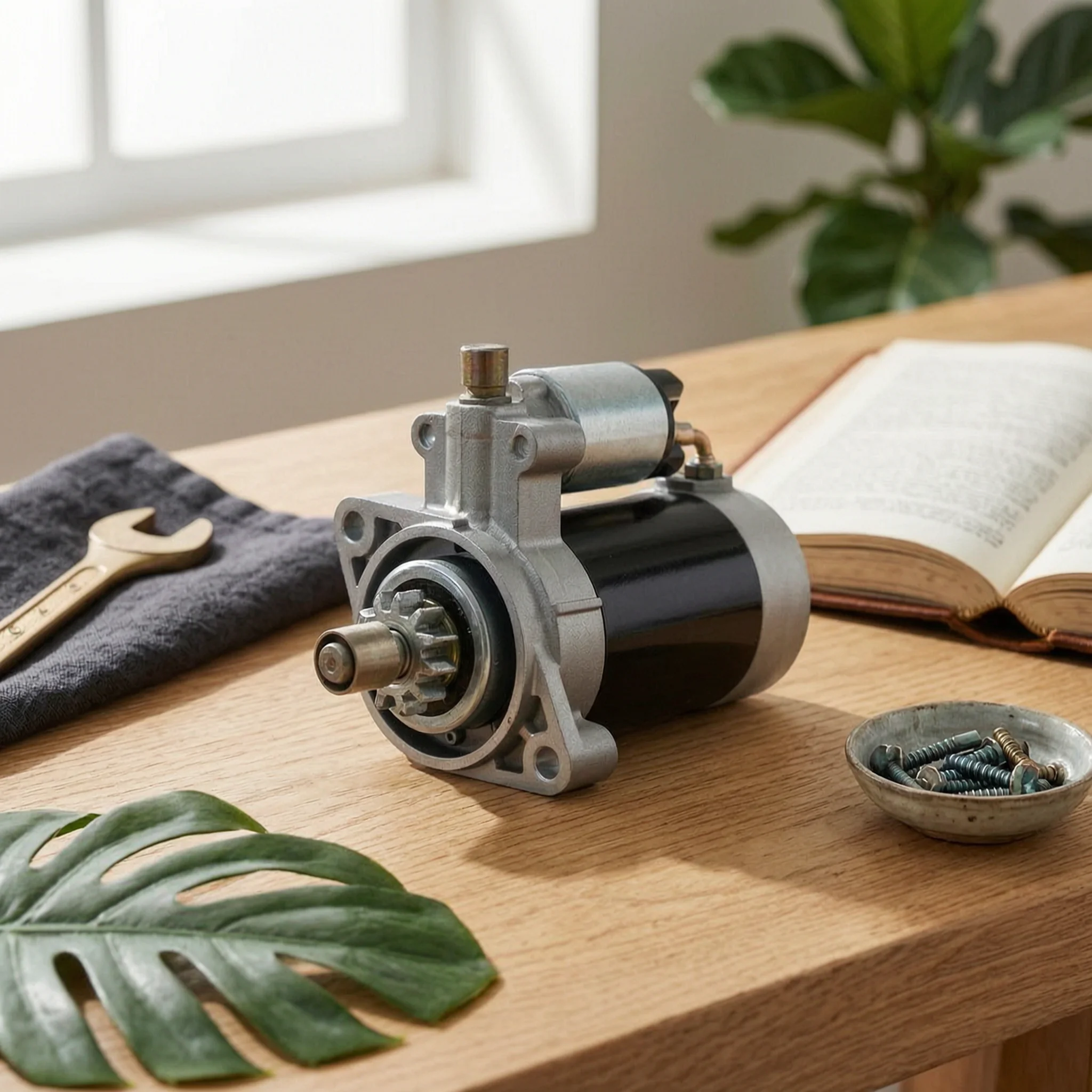 Starter Motor with Geared Drive Shaft Four-Stroke Marine Starter Motor OEM Compact for Boat Owners