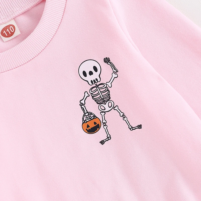 

Child Girl Fall Sweaters Cute Pumpkin Print Crew Neck Long Sleeve Pullover Cozy Tops for Halloween Party