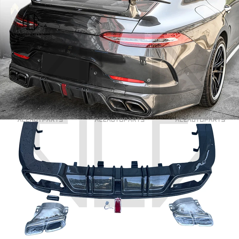 

With tailpipe For Mercedes Benz AMG GT50 GT53 Carbon Rear Lip Bumper Diffuser For AMG GT50 GT53 Body Kits Rear Lip Bumper