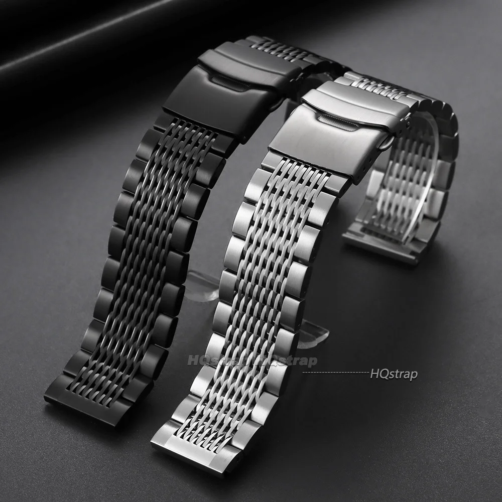 Solid Mesh Stainless Steel Watchband for Seiko Luxury Business Bracelet 18 20 24 22mm Deployment Clasp Wrist Strap for Rolex