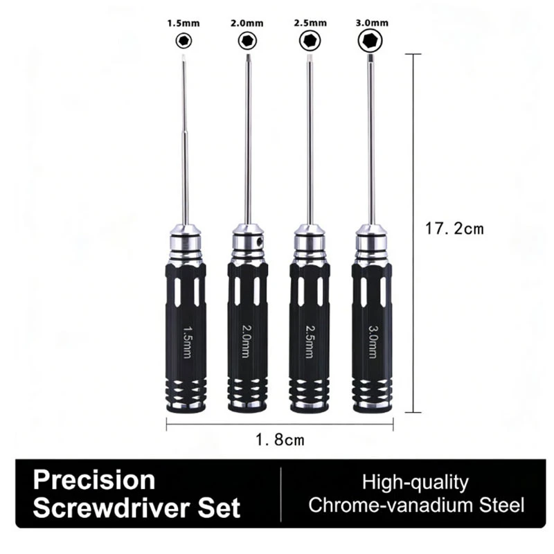 Screwdriver Set Hexagonal Shank With Titanium-plated Internal Hexagonal Socket HSS Steel Repair Tools for Model Airplane