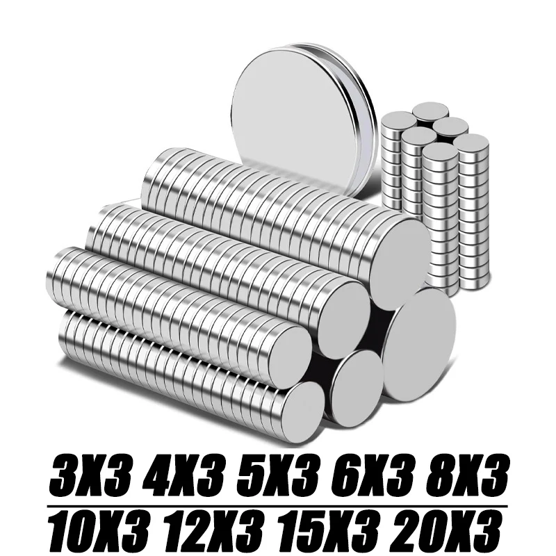 Starker Neodym-Magnet 3x3 4x3 5x3 6x3 8x3 10x3 12x3 15x3 20x3 kleine runde Magnets cheibe Blatt leistungs starker ndfeb Seltenerd magnet