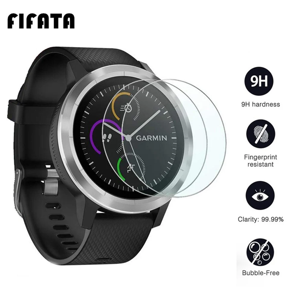 FIFATA 2Pcs HD Tempered Glass Protective Film For Garmin Fenix 6 6S 6X 5 5S 5X/Forerunner 245 945/Vivoactive 3 Watch Screen Film