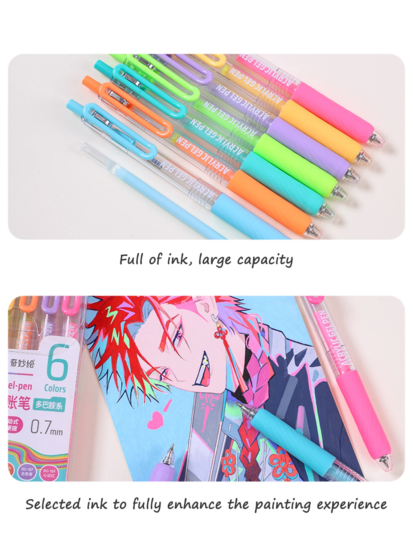 6-90 Farben Languo Acryl-Gelstift-Set, Handbuch-Stift, mehrfarbiger Neutralstift, Schreib- und Zeichenstifte für Schüler, D200 – Detail 7