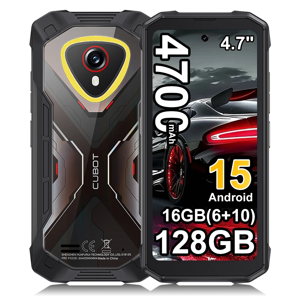 Verzending vanuit Frankrijk: Cubot KingKong Mini 4 Android 15 Robuuste Smartphone 4,7-inch 4700mAh 16(6+10)6GB+128GB NFC Campinglamp