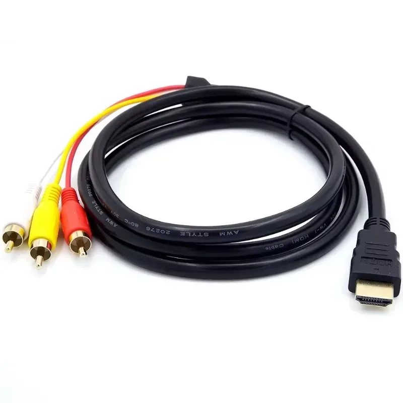 1080P 1.5M HDMI-compatible to 3 RCA Video Audio HDMI-compatible Cable AV Cord Converter Adapter For TV Set-Box DVD Laptop