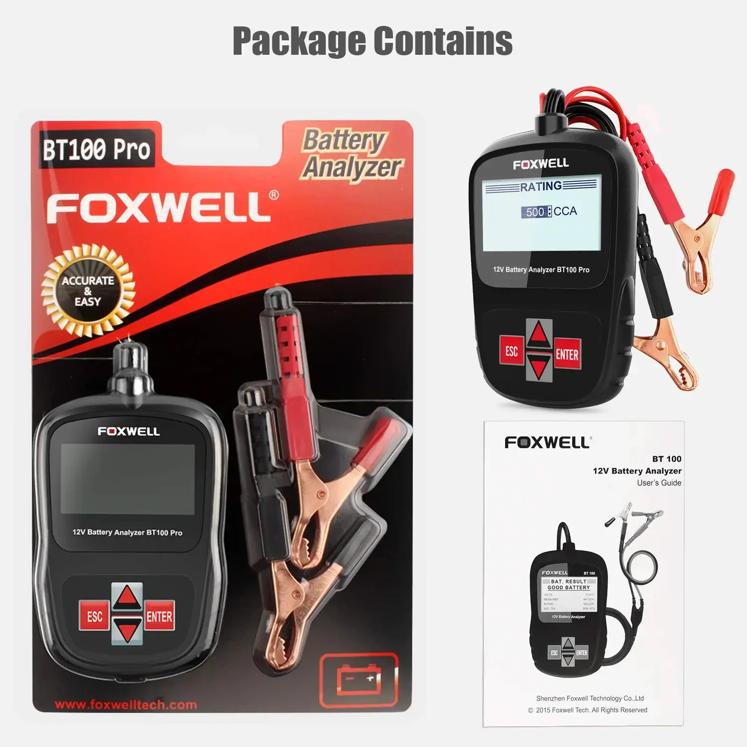 

For FOXWELL BT100 Pro 12V Scanner Universelle Regular Flooded AGM GEL Battery Voltage Capacity Tester A nalyzer for CCA