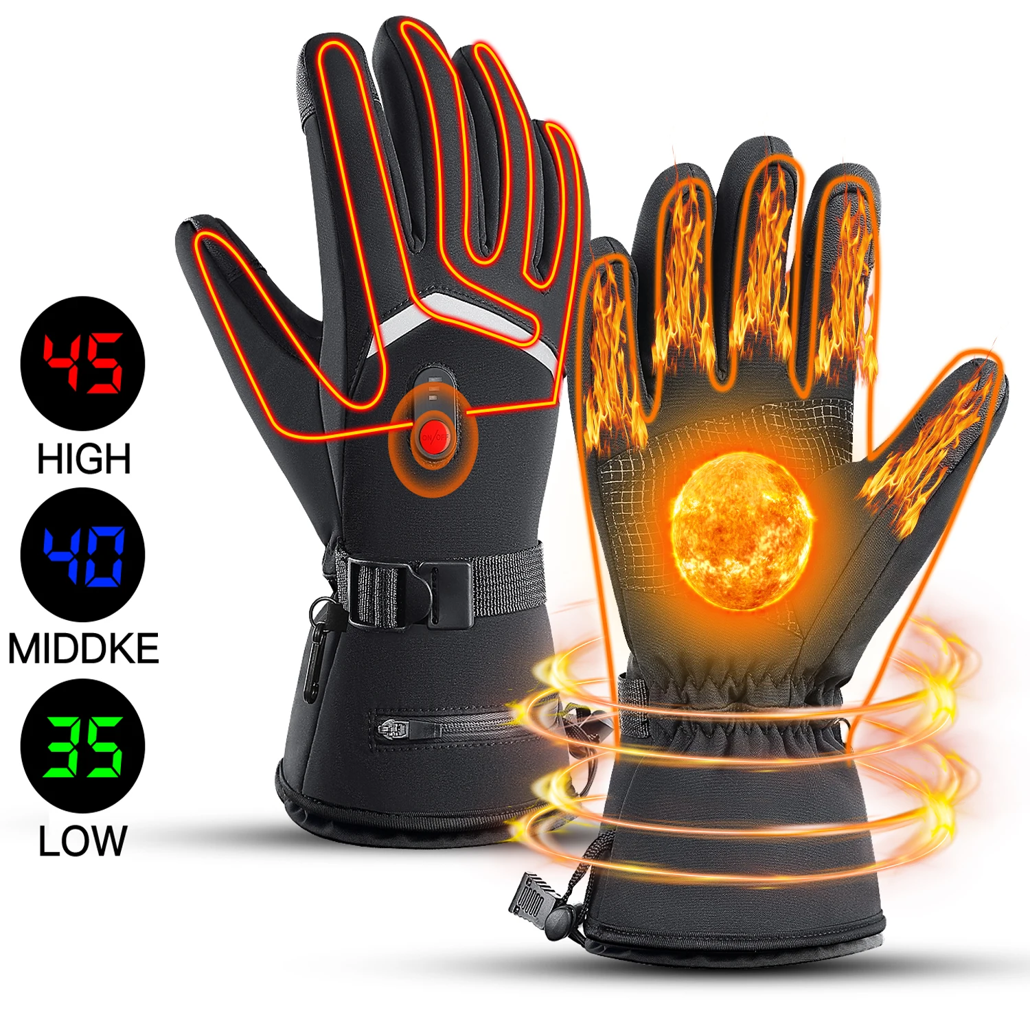 

Electric Heated Gloves Motorcycle Winter Moto Heated Gloves Warm Waterproof Rechargeable Heating Thermal Gloves For Snowmobile