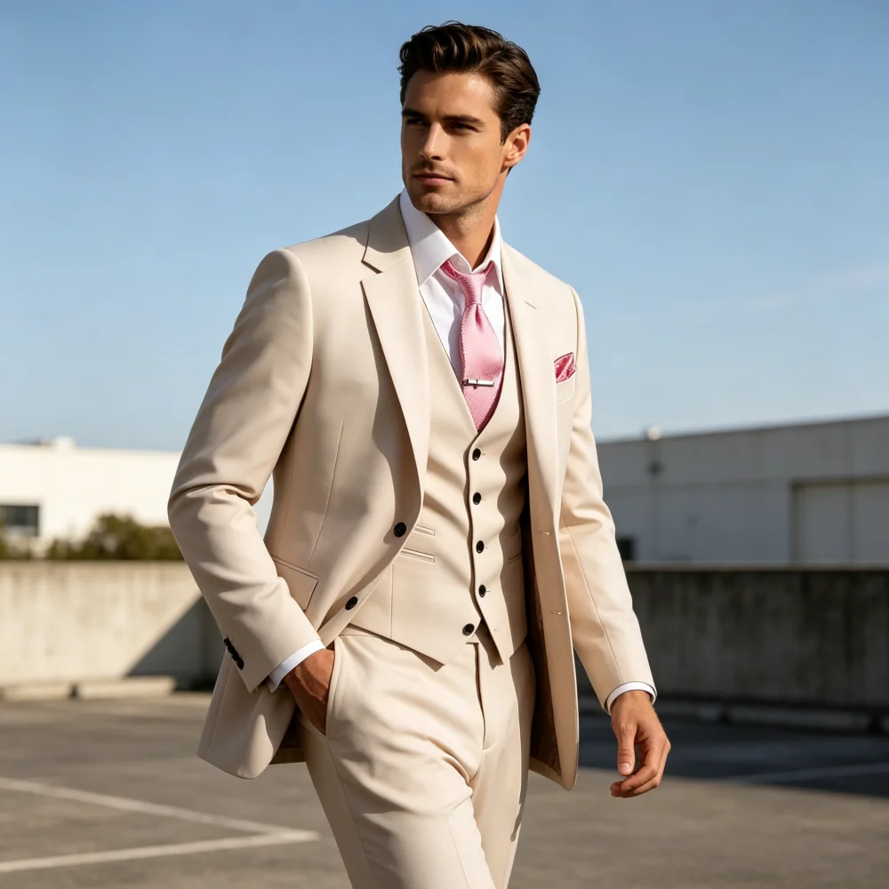 

Элегантный мужской костюм-тройка Slim Fit с пиджаком, жилетом и брюками, с заостренными лацканами, для вечерних мероприятий и деловых встреч