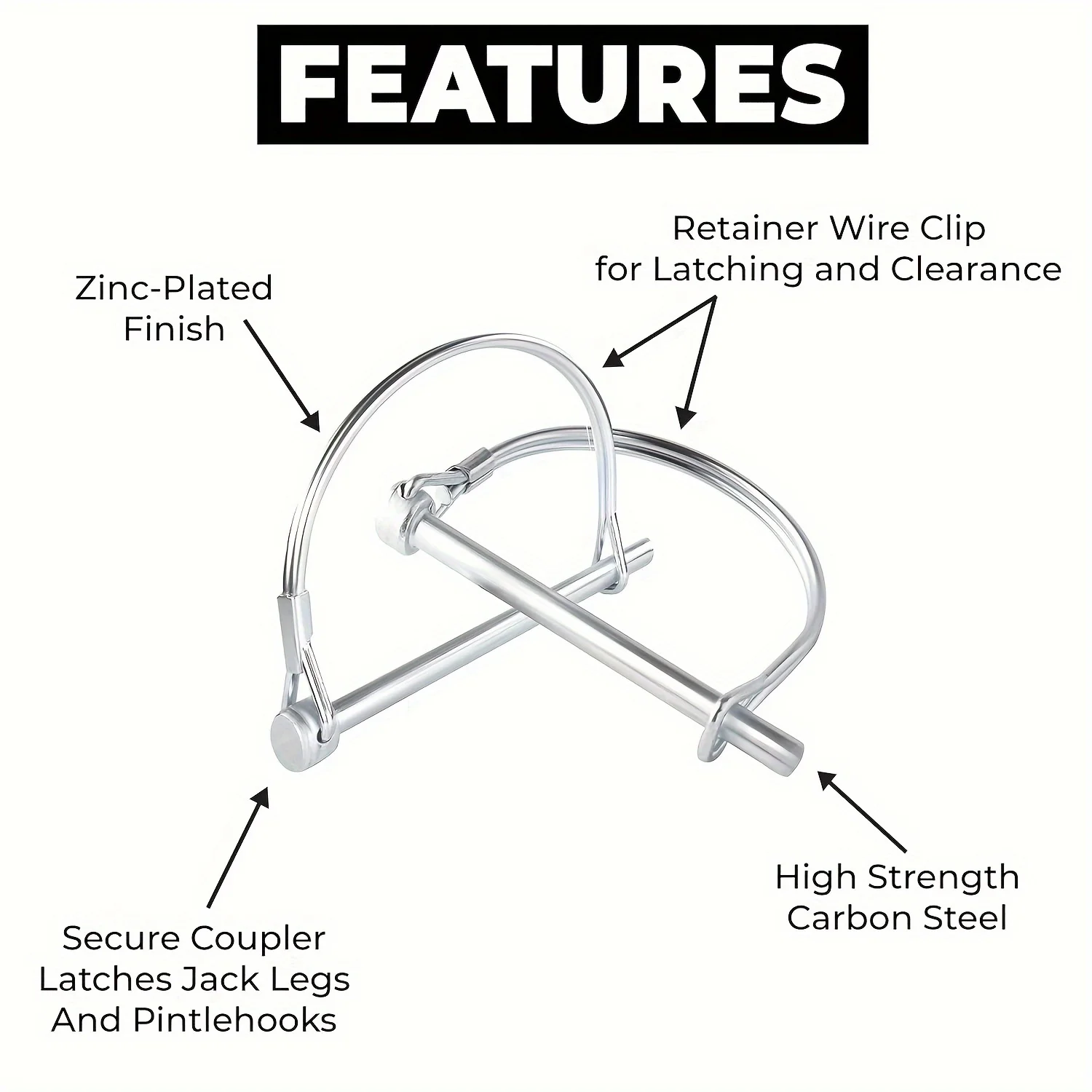 6-Piece D-Open Type Pin Shaft Fixed Pins, Steel Wire Hinged Pins with Round Arches, Hook Pins