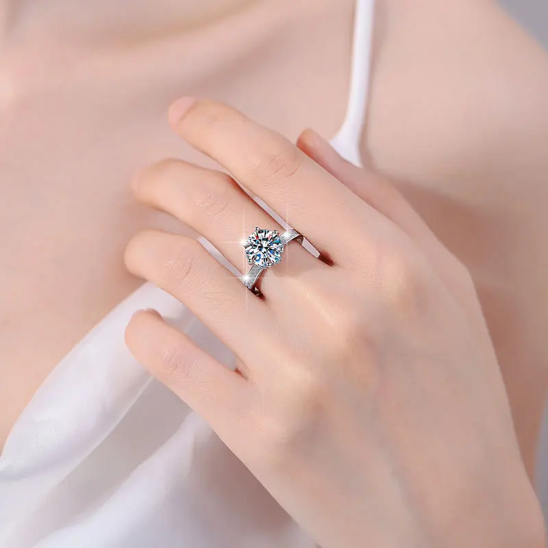 خاتم Queen's PT950 5 قيراط مويسانيتي بلاتينيوم - تصميم كوين أنيق، 5 قيراط بلاتينيوم فاخر وقيم #4