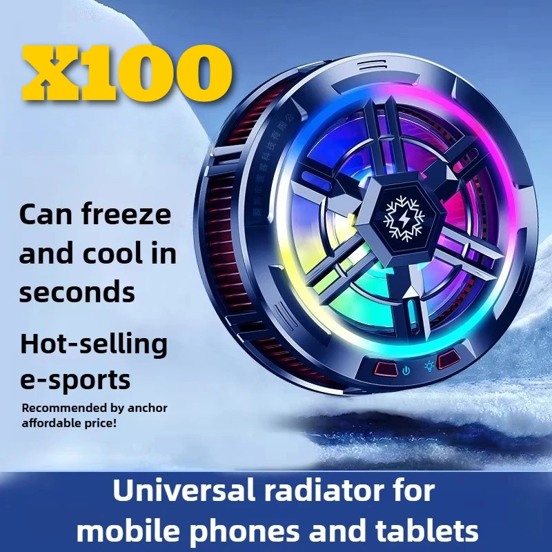 X100 3 Gears Adjustable Magnetic/ Back-clip Semiconductor Cooling Fan Radiator for IOS Android IPad Tablet Universal Game Cooler