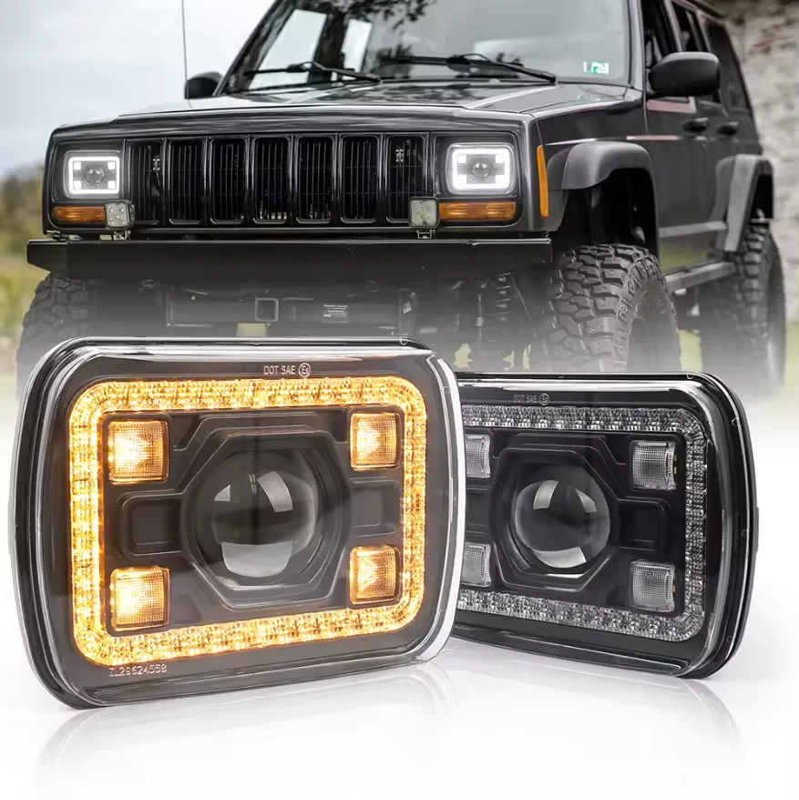 

Bright H6054 5x7 7x6 Led Headlights for Jeep Cherokee XJ Wrangler YJ Ford Chevy GMC Toyota Nissan etc