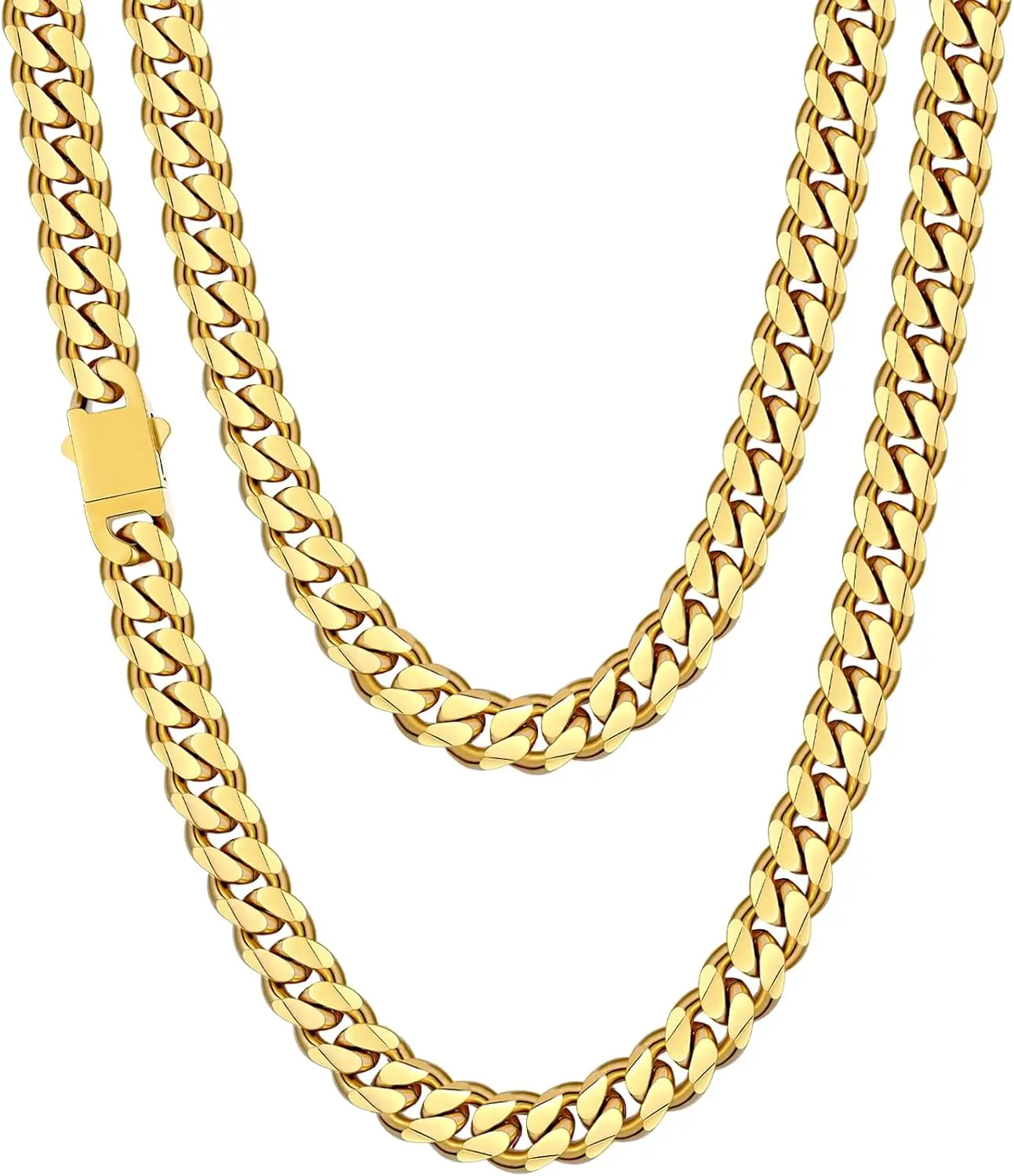 

Мужские цепочки Fiusem Cuban Link 3,5 мм, серебристого/черного цвета/покрытые 14-каратным золотом, из нержавеющей стали, длина 16, 18 дюймов.