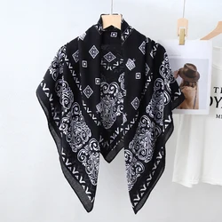 Ladies New Design Cotton Feeling Spring Winter 110cm Square Muslim Hijab Printed Wrap Women Scarf