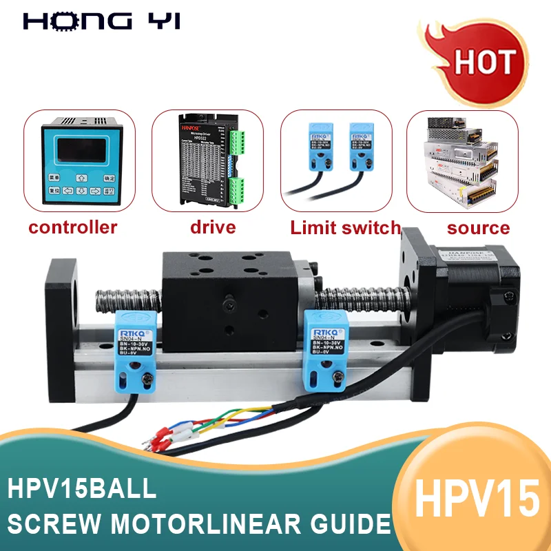 

HPV15-42HB40-1204 Precision Ball Screw Linear Module Guide Rail Heavy Load Workbench Electric Platform 42 Motor