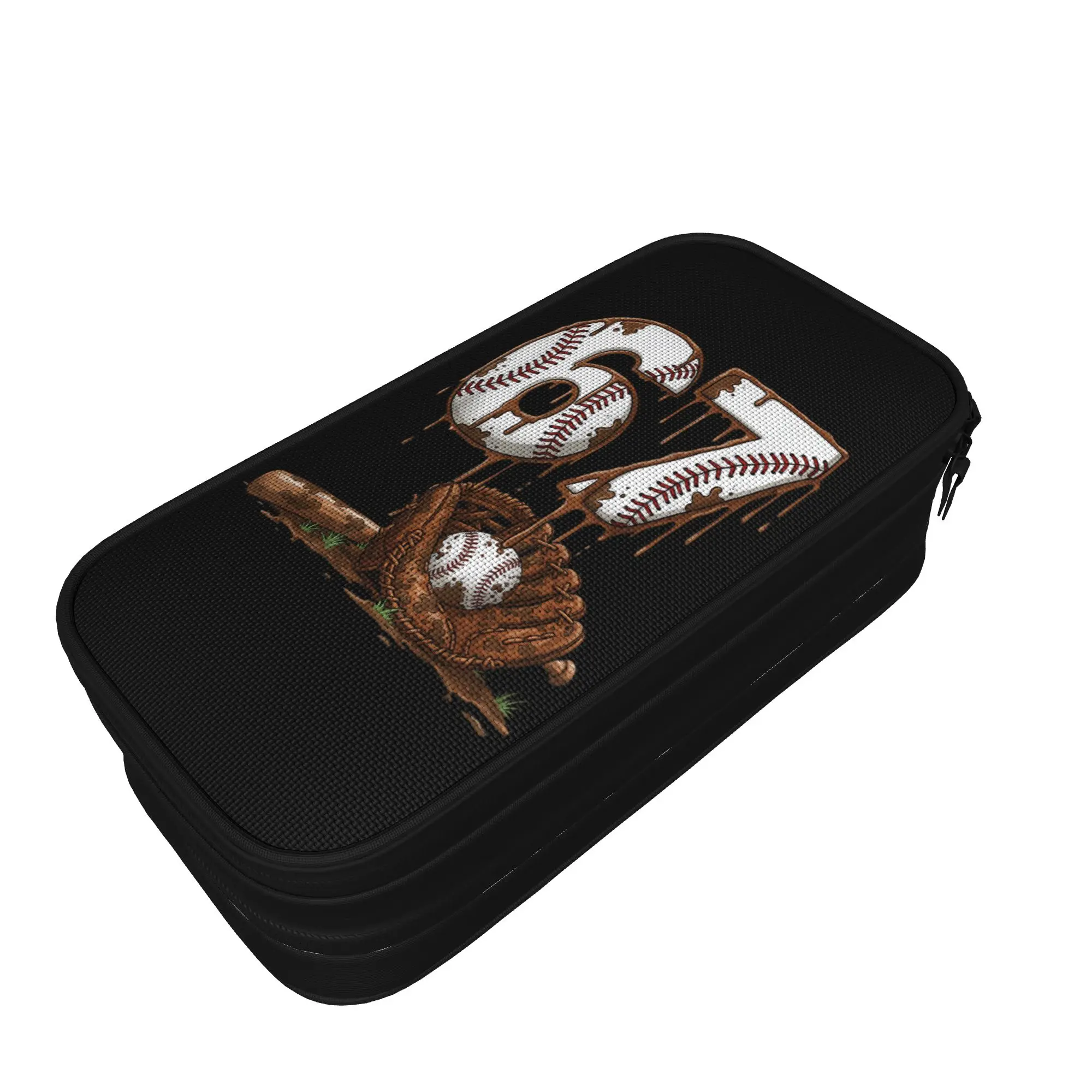 Baseball Sport Ice Cream Drip 67 Six Seven Pencil Case Meme Funny Pen Box Bags Student Big Capacity School Pencilcase Stationery
