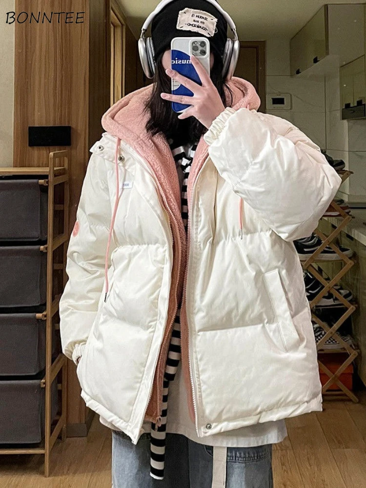 Thicken Parkas Women Loose Keep Warm Autumn Winter Coat Korean Fashion Gentle Outwear Streetwear Hooded Aesthetic Harajuku Ins