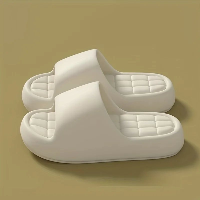 

Женские тапочки из ЭВА с толстой подошвой, удобные нескользящие домашние тапочки для дома и улицы, с круглым носком, моющиеся, унисекс, черные, белые