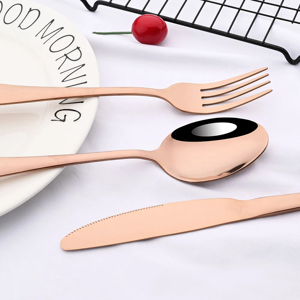 Pink Gold 6/30Pcs Stainless Steel Dinnerware Cutlery Set Silverware Flatware Set Dinner Knife Cake Fork Tea Spoon Tableware Set